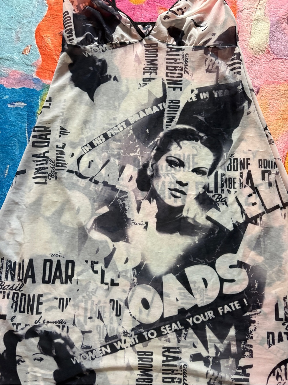 Graphic Black & White Photo-Print Slip Dress for Kids - Picture 3 of 5